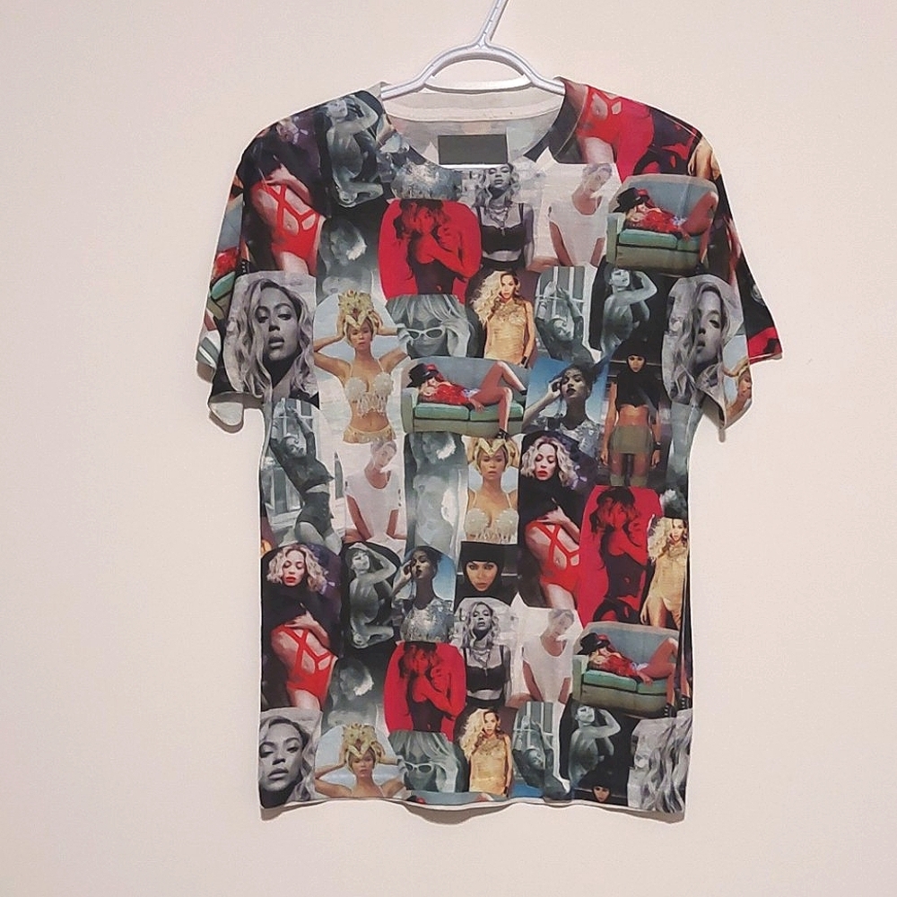 Beyoncé Women's Colorful Collage Print Short Sleeved Graphic T-shirt EUC Size M - Picture 2 of 10